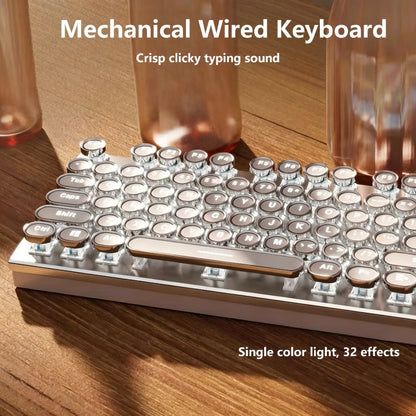 Steampunk Typewriter Mechanical Keyboard with Blue Switches – Retro Old-Fashioned USB Wired Gaming & Office Keyboard for Desktop Laptop PC