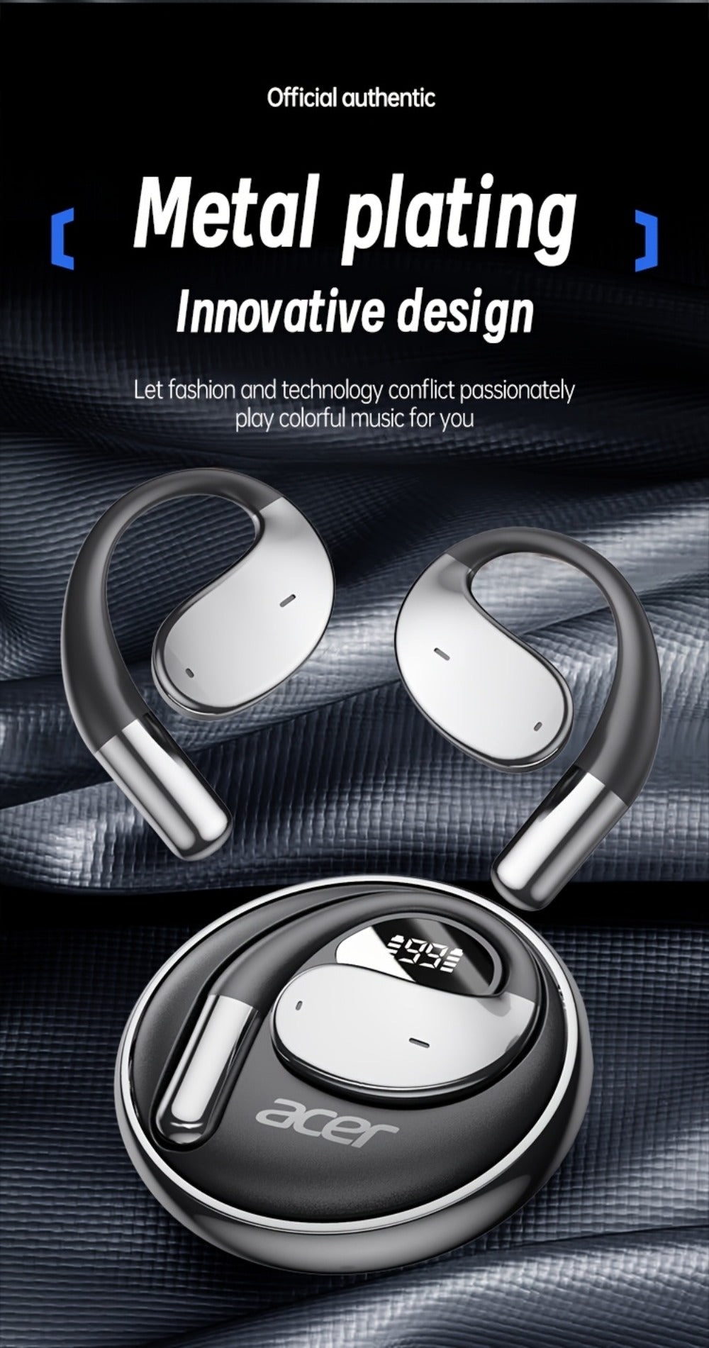 Acer TWS In-Ear Earbuds Noise Canceling Touch Control Sports Wireless Headphones Long for Bedside Audio, Alarms and Room Entertainment