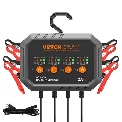 Smart Battery Charger 8A VEVOR Intelligent Charger & Maintainer for LiFePO4, AGM, Gel, SLA & Lead-Acid Batteries