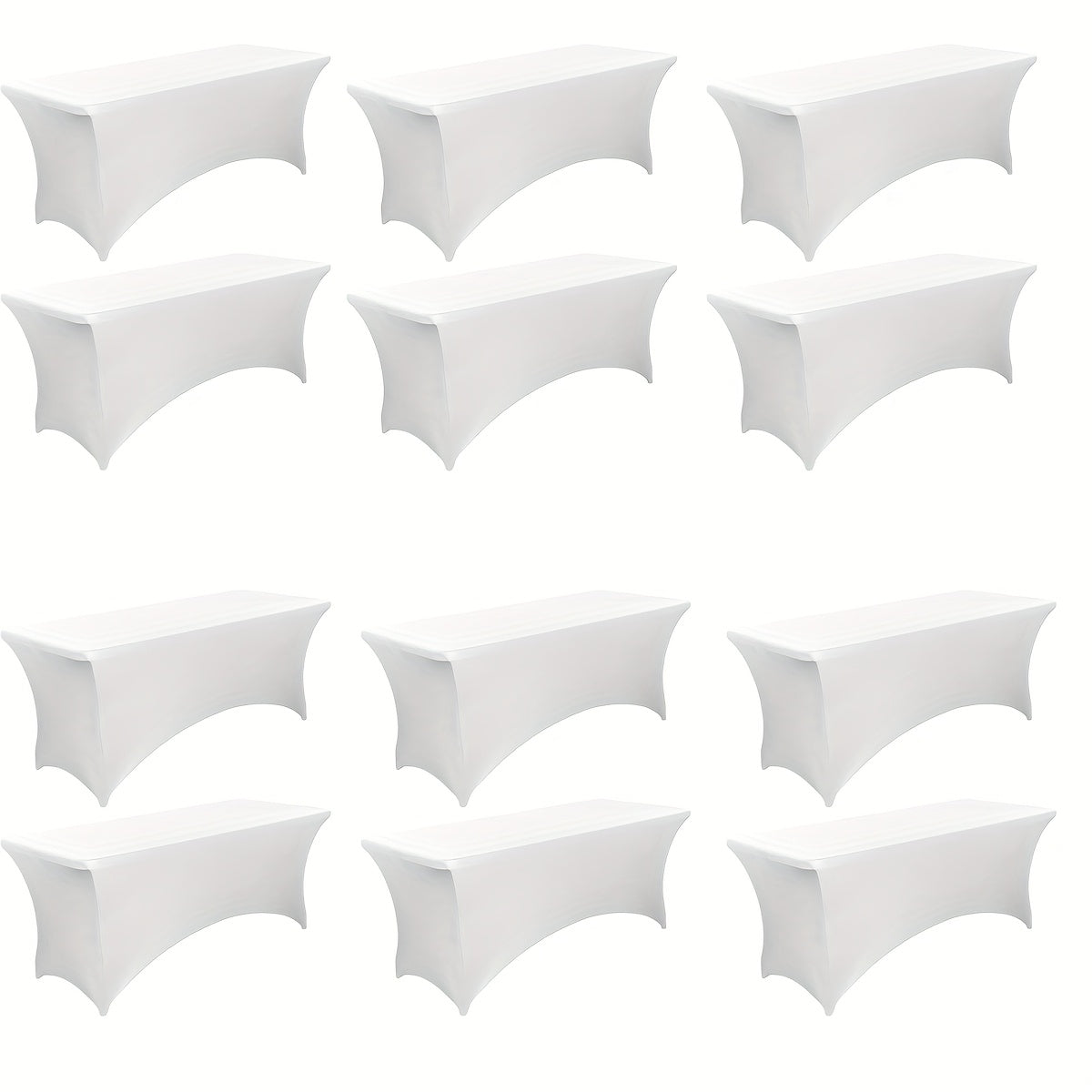 Tablecloth Fitted Stretch Cover Bulk Pack for 6-Foot Rectangle Tables in 6, 12 or 24 Pieces