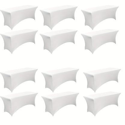 Tablecloth Fitted Stretch Cover Bulk Pack for 6-Foot Rectangle Tables in 6, 12 or 24 Pieces