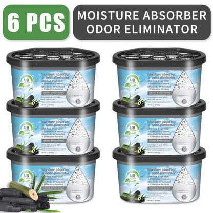 Moisture Absorber Dehumidifier Box 6-Pack, Odor Eliminator & Humidity Controller for Closet, Bathroom