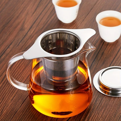 Stainless Steel Tea Strainer Set of 4 with Lid, Fine Mesh Tea Infuser with Dual Handles for Loose Leaf Tea