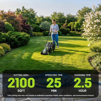 Cordless Lawn Mower Brushless Motor 13-Inch 21V Electric Lawn Mower Battery Powered with 4.0Ah Battery for Garden, Patio and Yard Use