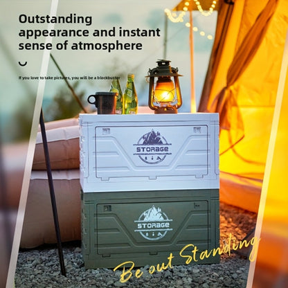 Foldable Storage Box Car Trunk Organizer – Large Capacity Collapsible Plastic Bin with Lid for Camping, Outdoor, Home & Vehicle Use
