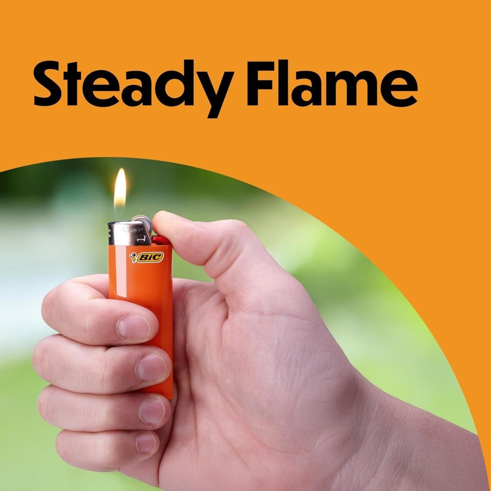 BIC Classic Pocket Lighters Bulk, Assorted Colors, Reliable Windproof Flame for Candles Fireplace Camping Grill