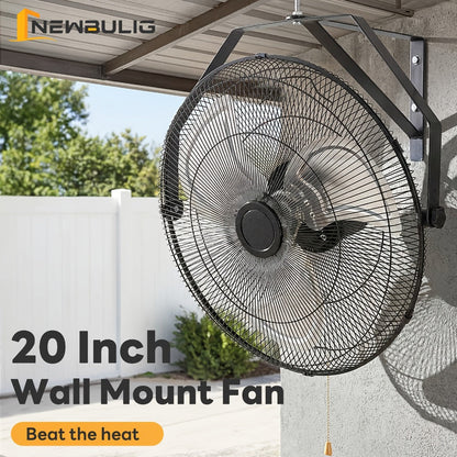 Wall Mount Fan 18/20 Inch Metal High Velocity 3-Speed Oscillating Industrial Fan 3000CFM for Entryways, Bedrooms and Living Spaces