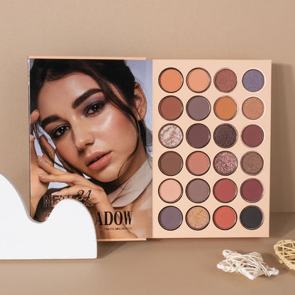 3-in-1 Eyeshadow Blush Highlighter Palette Loose Powder Book-Style Folding Compact Buildable, for Makeup, Travel and Everyday Vanity Use