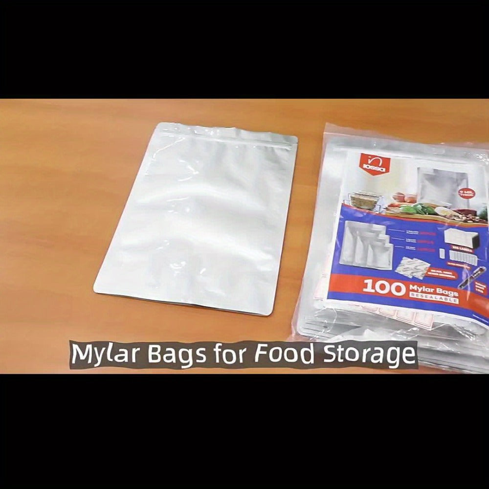 Mylar Bags for Food Storage 100 Pack Resealable 3 Sizes 1 Gallon 10 Mil 1 Quart 8 Mil Half for Entryways, Bedrooms and Living Spaces