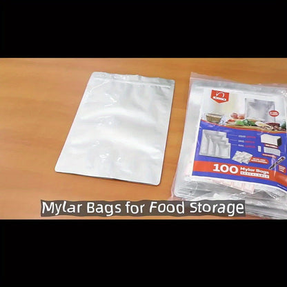 Mylar Bags for Food Storage 100 Pack Resealable 3 Sizes 1 Gallon 10 Mil 1 Quart 8 Mil Half for Entryways, Bedrooms and Living Spaces