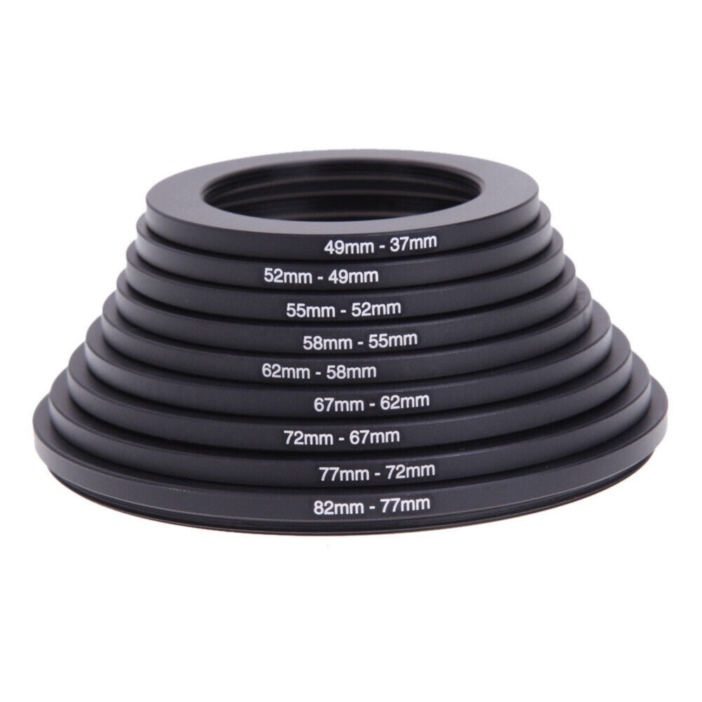 Step-Up Step-Down Lens Filter Adapter Rings 18pcs Set for DSLR Camera 37-82mm Aluminum Alloy Filter Ring Kit Compatible with Canon Nikon
