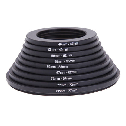 Step-Up Step-Down Lens Filter Adapter Rings 18pcs Set for DSLR Camera 37-82mm Aluminum Alloy Filter Ring Kit Compatible with Canon Nikon