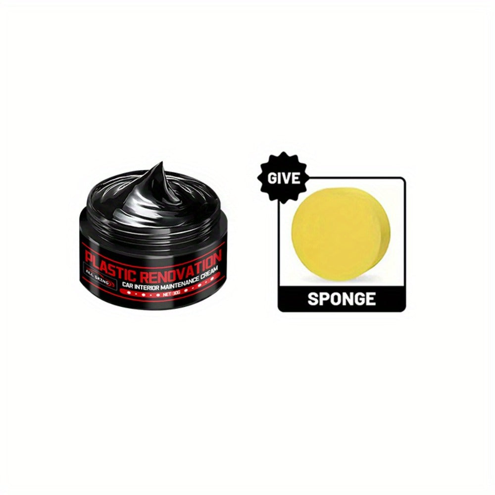Car Plastic Restorer & Black Interior Trim Polish – Scratch Repair Paste, Anti-Aging Refurbishment Wax for Dashboard, Bumper