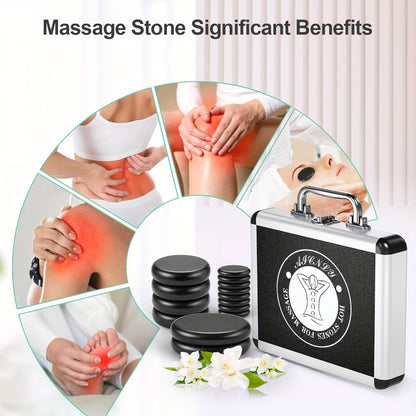 Spa Hot Stone Massage Set with Heater & Temperature Control, 10 Basalt Stones, 2 Size Options, Professional