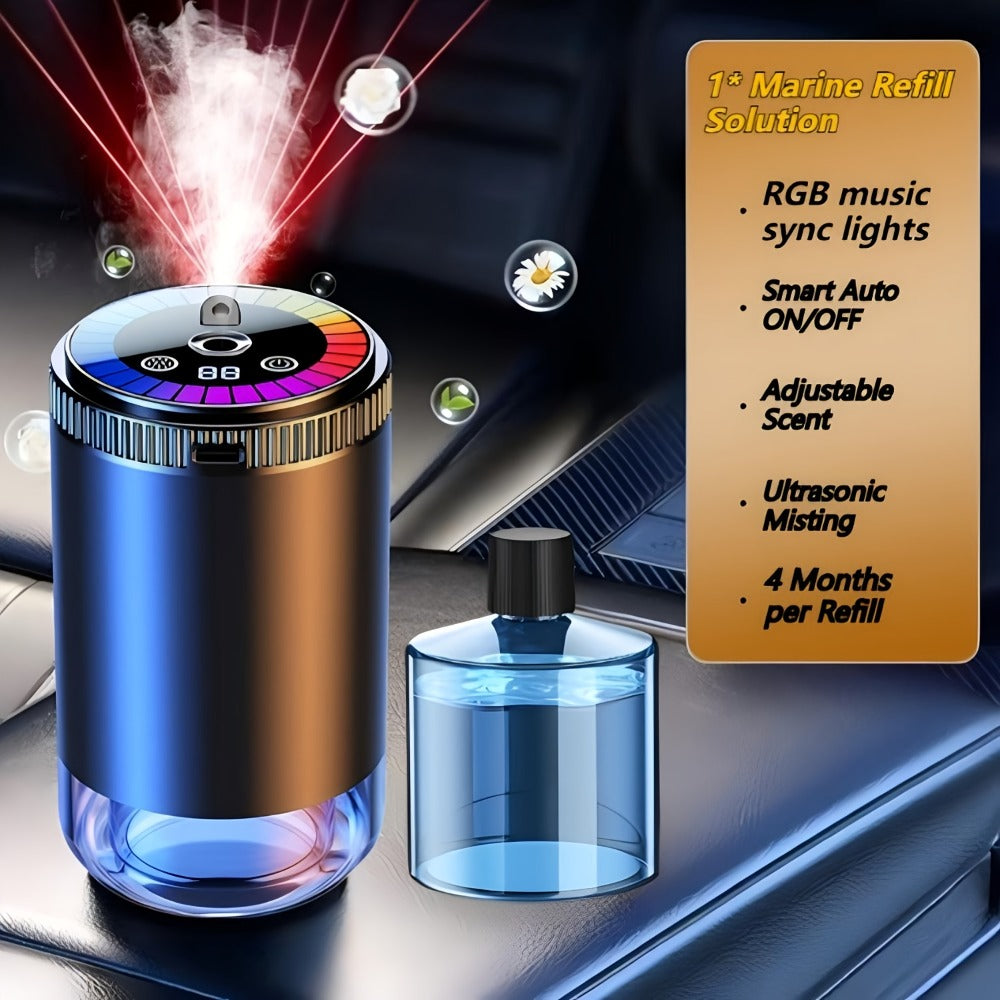 Car Aromatherapy Diffuser with Dynamic Light Show & Starry Sky Projector – USB Rechargeable Air Freshener, Essential Oil Perfume