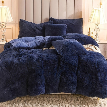 Plush Duvet Cover 100% Polyester Soft Warm Zipper Closure Cozy Bedroom Bedding Twin Full Queen King Solid Tie Dye 14 Colors for Bedroom