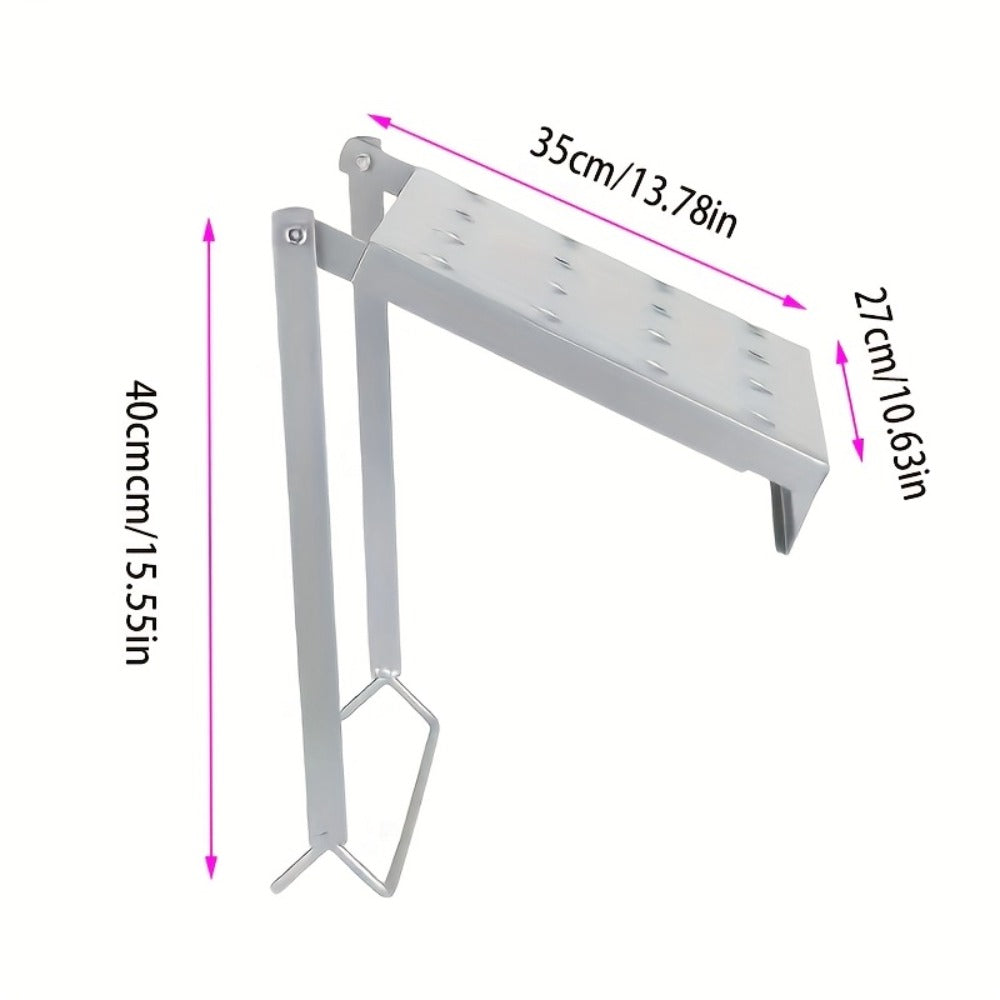 Ladder Platform Scaffold Board Work Tray Retractable Workstation Tool Tray Attachment for Extension Ladders Easy Install Silver