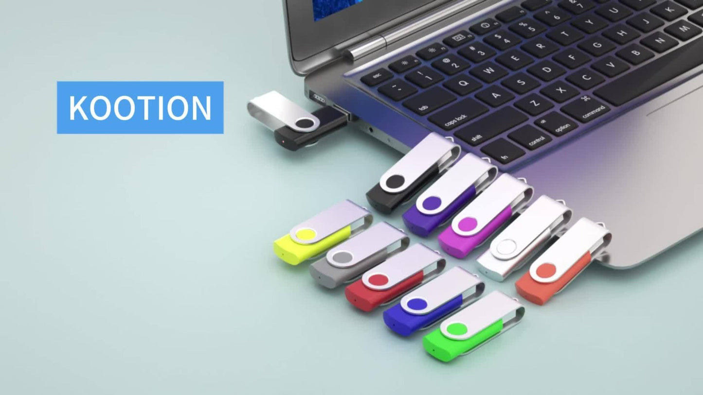 USB Flash Drive KOOTION Five-Pack USB 2.0 Swivel Memory Sticks in Five Colors with 4GB to 64GB Options