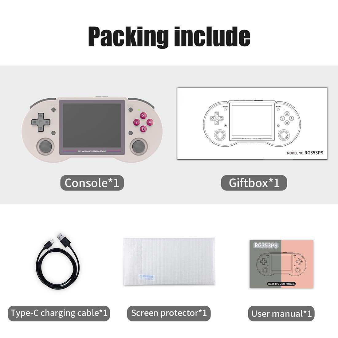 Handheld Game Console Anbernic RG353PS with 3.5-inch IPS OCA Full-Fit, 4:3 Ratio, 16GB+64GB, 16GB+128GB or 16GB+256GB Options, Linux, HDMI
