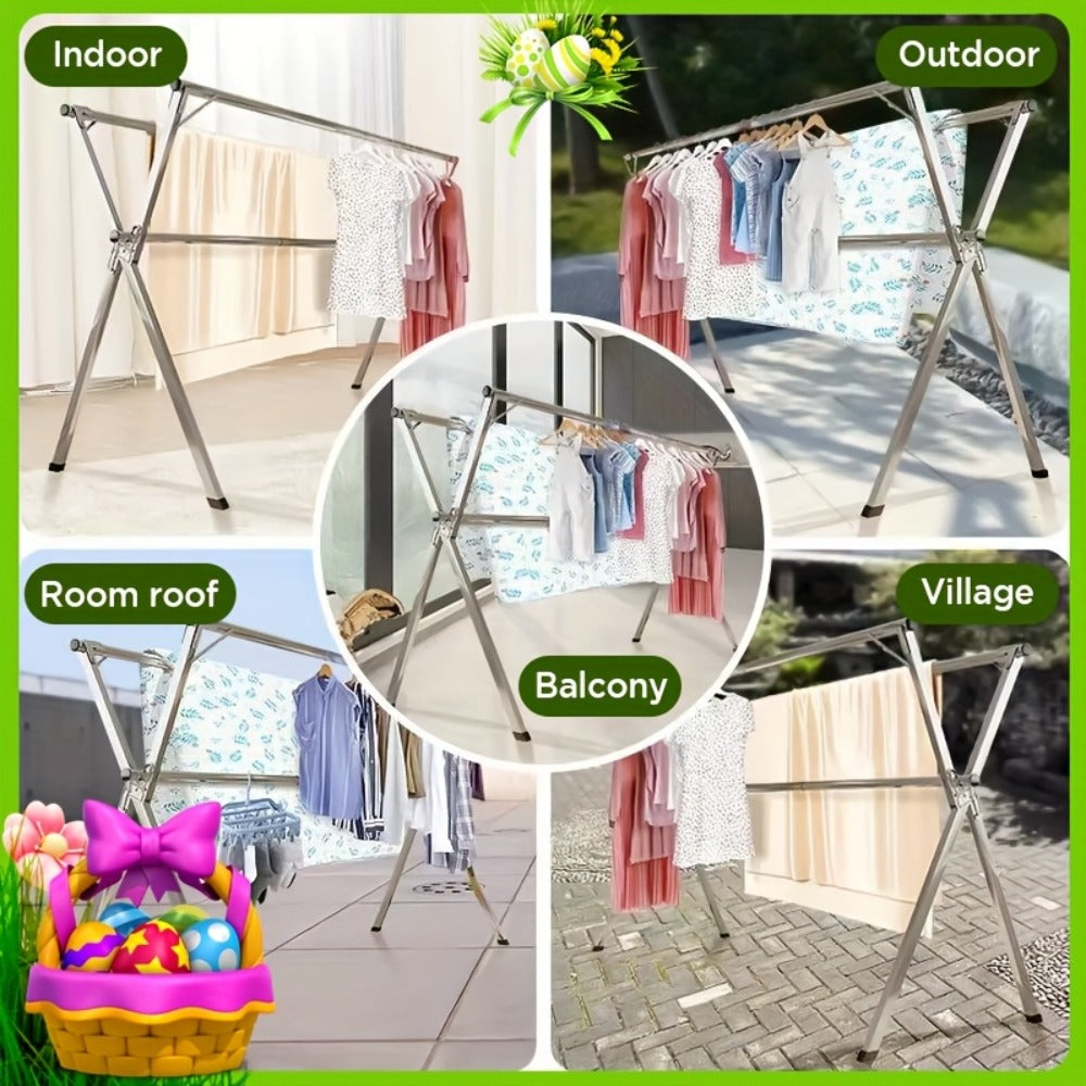 Retractable Stainless Steel Clothes Drying Rack with Dual Rods and 42.52-62.99 or 48.43-78.74-Inch Sizes