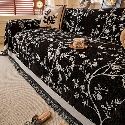 Sofa Cover Throw, Thick Chenille Floral Couch Slipcover in Three Colors for One-to-Four-Seat Sofas