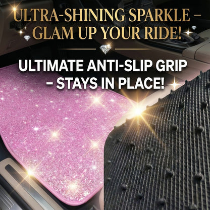 Crystal Bling Car Floor Mats for Women – Sparkling Diamond & Flash Glitter Universal Non-Slip Waterproof Auto Floor Pads