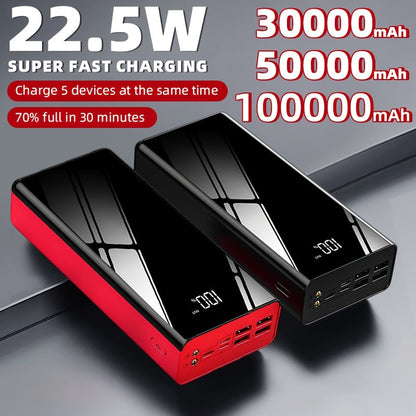 Power Bank 100000mAh 22.5W Super Fast Charging Two-Way USB-C Digital Display Large Capacity Portable Charger for Travel Camping Outdoor