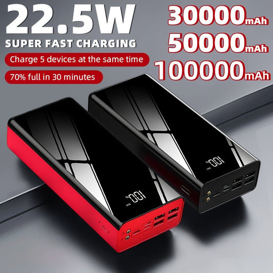 Power Bank 100000mAh 22.5W Super Fast Charging Two-Way USB-C Digital Display Large Capacity Portable Charger for Travel Camping Outdoor