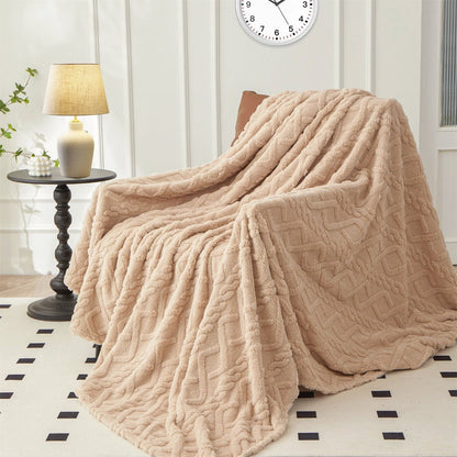 3D Plush Dense Weave Fleece Blanket, Ultra- Throw for Bed, Couch, Travel & Outdoor, Air-Conditioning Friendly