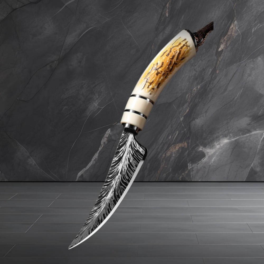 Eagle Head Kitchen Knife 13.5 Inch Sharp 420 Stainless Steel Blade with Engraved Handle for Grilling, Camping and Outdoor Meals