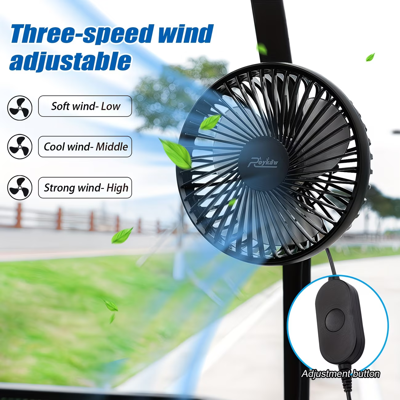 Portable Battery Golf Cart Fan with LED Lantern – 10400mAh Rechargeable, 48H Runtime, 360° Adjustable Head, 3-Speed Remote Control