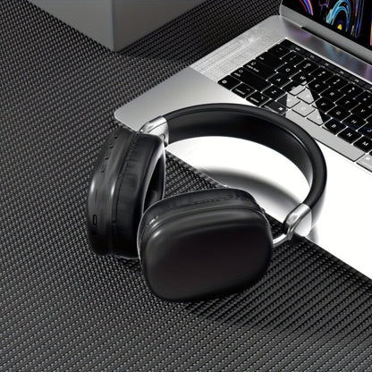 Foldable Over-Ear Wireless Headphones with Cushioned Earcups, Padded Headband and Black or Purple Finish