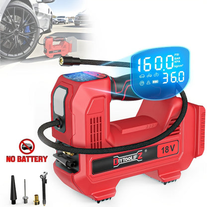 Cordless Tire Inflator 160PSI Portable Air Compressor Compatible with DeWalt 20V / 18V Battery, Digital Pressure Gauge