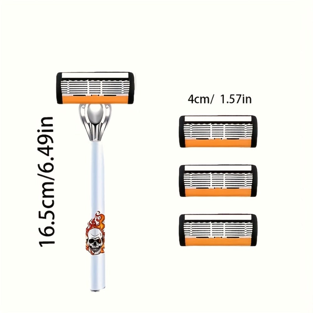 Men's Razor 6-Layer Blade 72 Replaceable Blades 2 Anti-Slip Handles – Ultra-Sharp Cartridge Shaver for Close Smooth Shave Face Beard Body