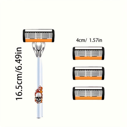 Men's Razor 6-Layer Blade 72 Replaceable Blades 2 Anti-Slip Handles – Ultra-Sharp Cartridge Shaver for Close Smooth Shave Face Beard Body