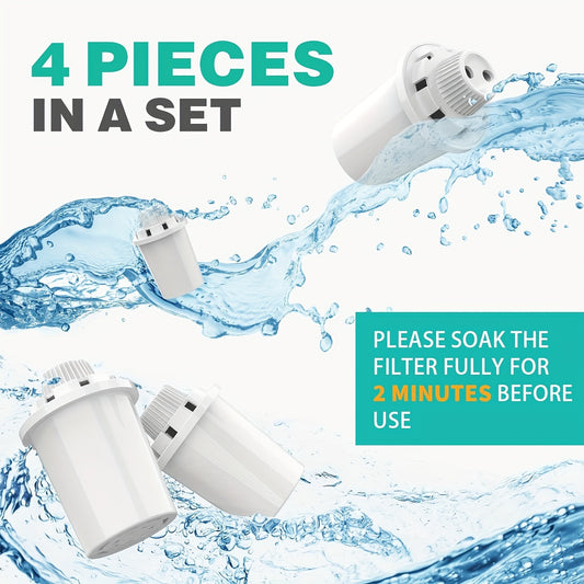 Pet Water Fountain Replacement Filter 4-Pack – 7-Layer Vertical Filtration + Silent Pump with Low-Water Red Light Alert