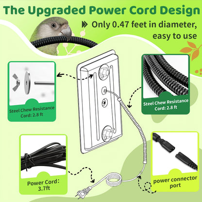 Bird Cage Heater 10W with Rotary Switch & Power LED Indicator – Heating Pad for Parrots, Parakeets, African Grey & Exotic Pet Birds