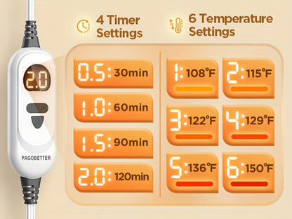 Heating Pad for Neck & Shoulders – 130W Graphene Weighted Electric Pad, 6 Heat Settings, 4 Timers, Auto Shut-Off, Machine Washable