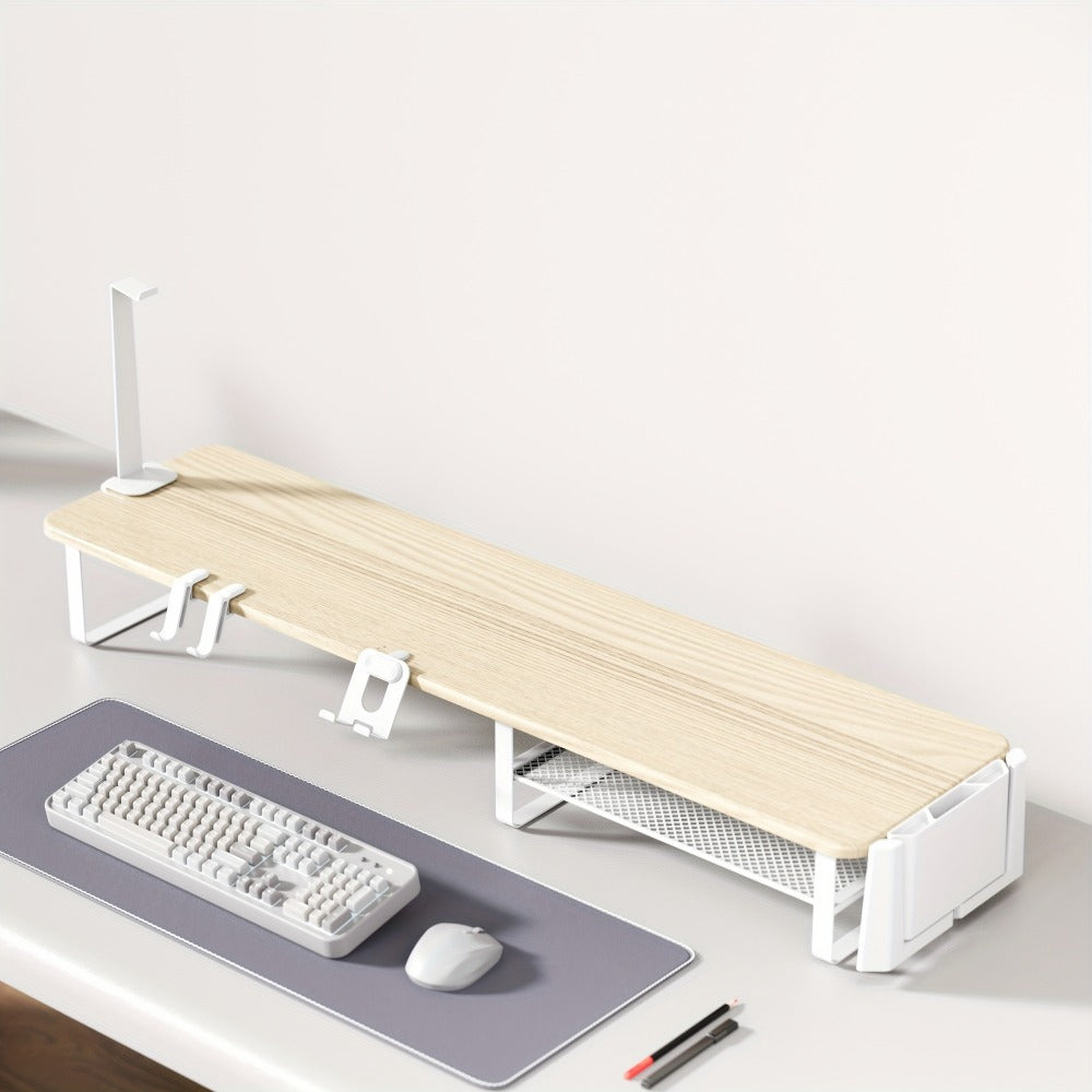 Monitor Stand Organizer with Headset Holder Phone Stand & Game Controller Holder, Versatile Desktop Riser for Computer Monitor Laptop