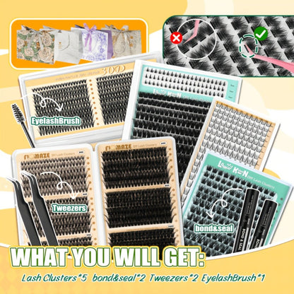 False Eyelash Cluster Kit with Four Package Options from 209 to 1993 Pieces plus Tools and Gift Bags
