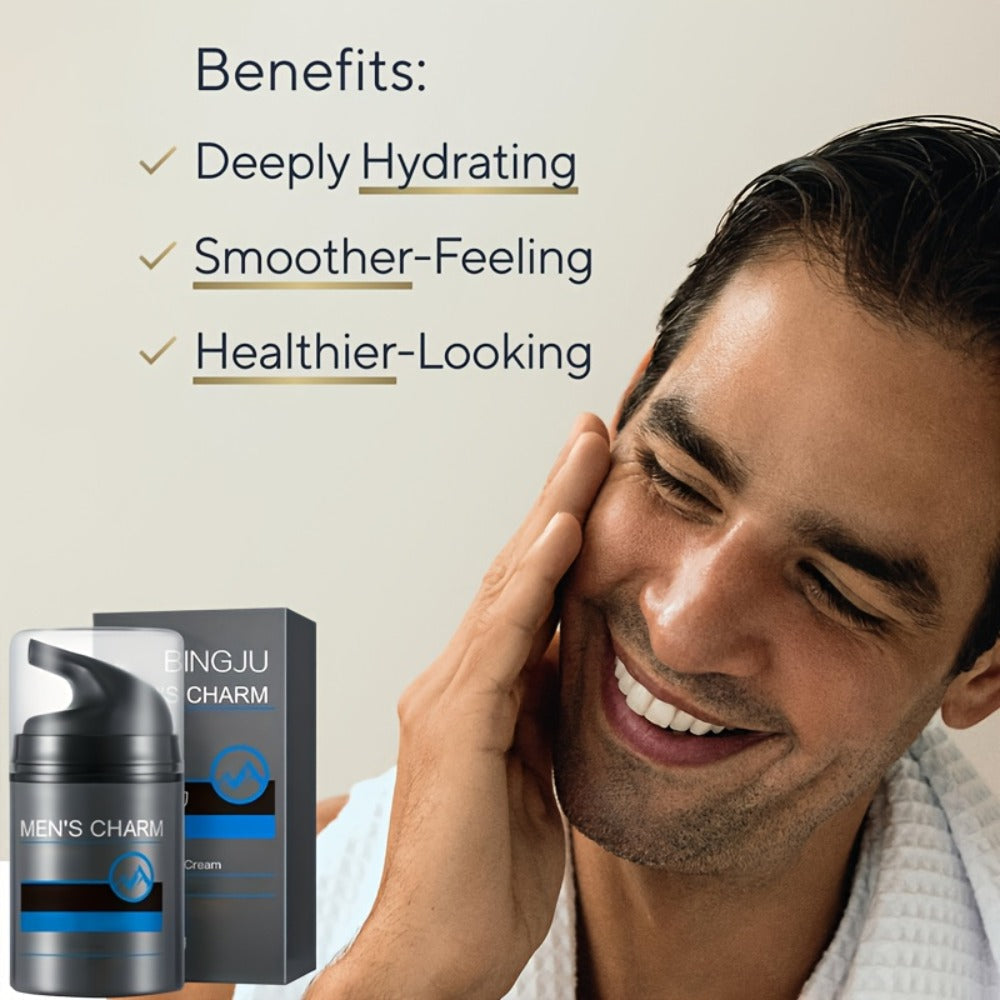 Men's Face Cream with Collagen & Hyaluronic Acid 50g for Bath Time, Home Spa and Personal Care