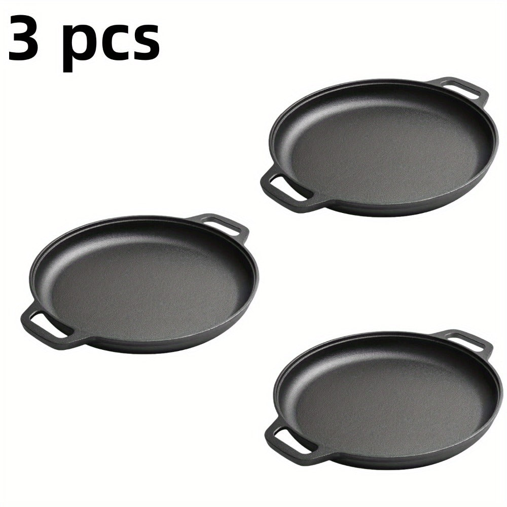 Pre-Seasoned Cast Iron Pan Set – Non-Stick Multifunctional Skillet for Pizza Home Kitchen Outdoor Cooking