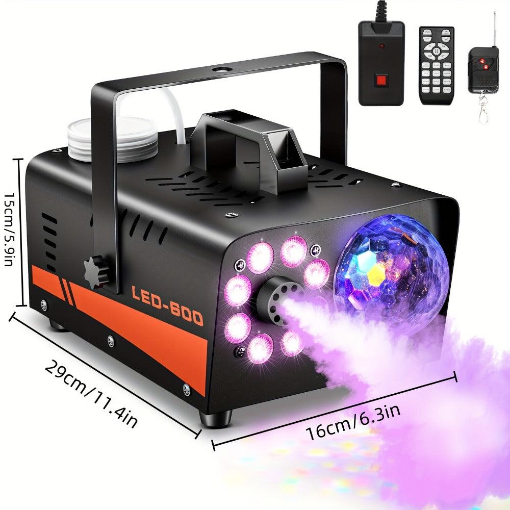 Fog Machine 600W with Disco Ball LED Lights, 3000 CFM Smoke Machine with 13 Colorful LED Effects & Wireless Remote