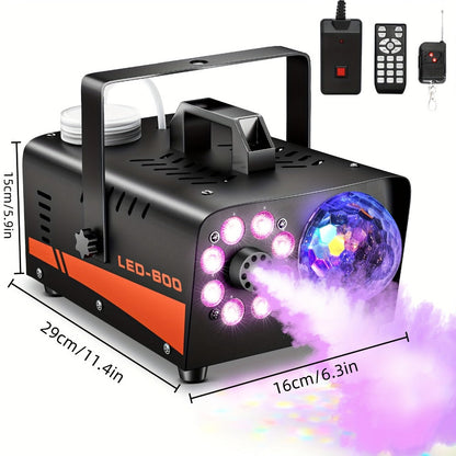 Fog Machine 600W with Disco Ball LED Lights, 3000 CFM Smoke Machine with 13 Colorful LED Effects & Wireless Remote