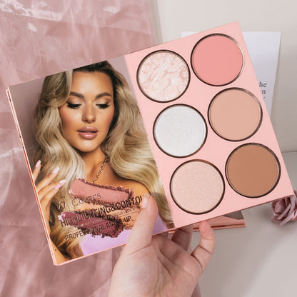 Eyeshadow Palette Book Style SHCOETY 4-in-11 Makeup Kit, 24-Color Eyeshadow + 6-Color Highlighter + 6-Color Blush + 7-Color Contour