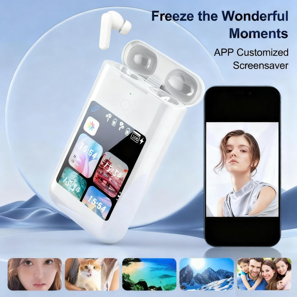 5000mAh Battery Wireless Earphones 3-in-1 HiFi Stereo LED Touch Screen Multiple EQ for Bedside Audio, Alarms and Room Entertainment