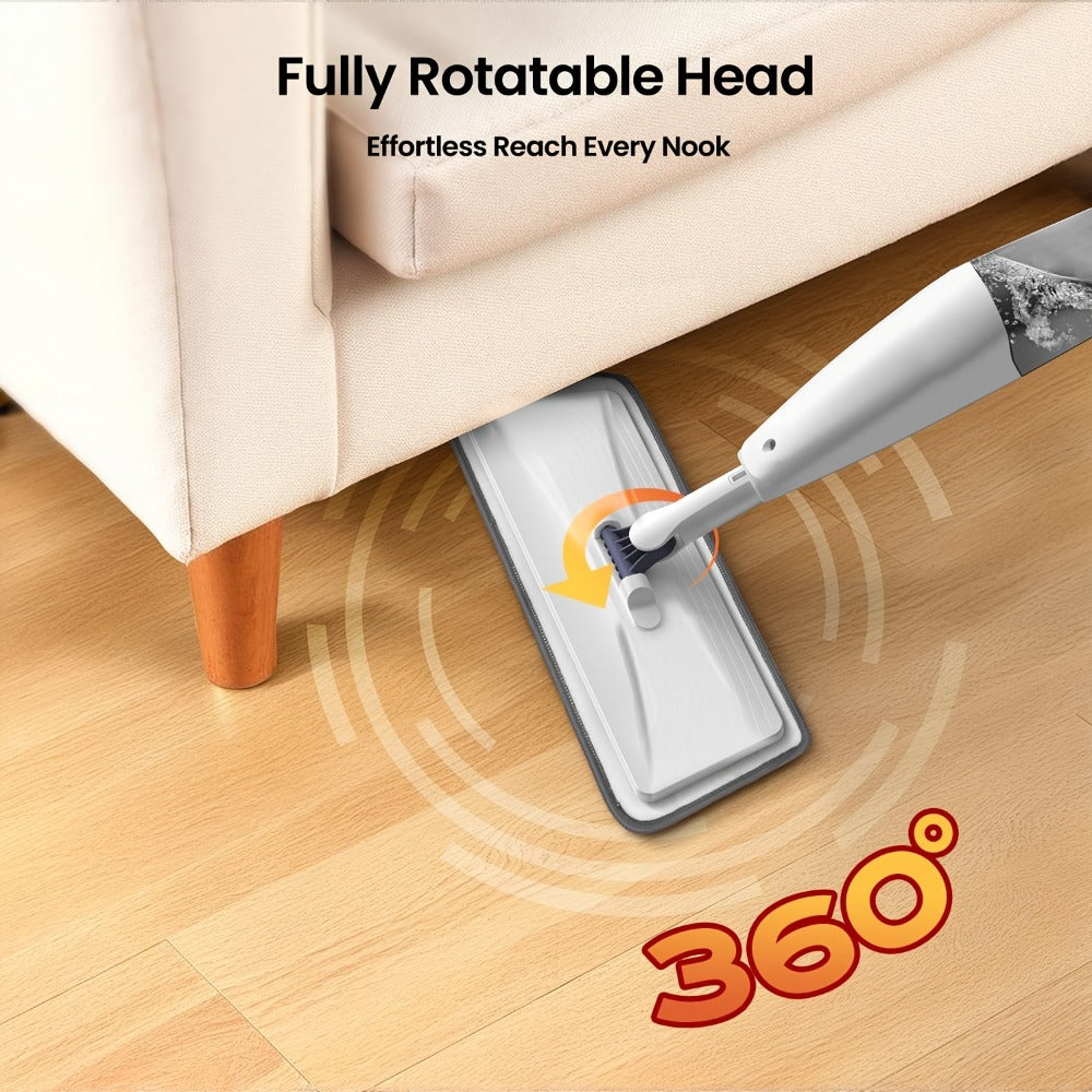 Spray Mop with 3 Microfiber Carbon Fiber Pads Water Spraying Flat Mop Wet Dry Dual Use Floor for Entryways, Bedrooms and Living Spaces