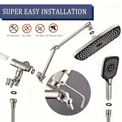 Rain Shower Head with Handheld Combo 12 Inch High Pressure Rainfall Showerhead Set, 4-Function Spray