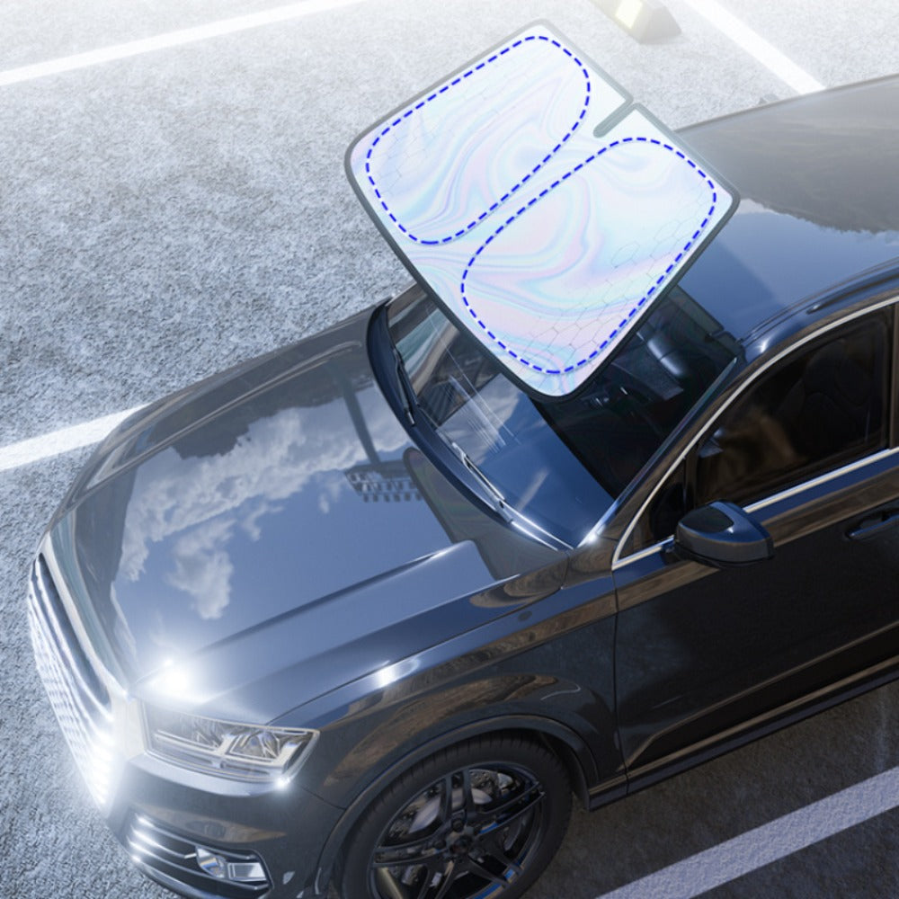 Laser Insulation Windshield Sunshade 5-Layer Thickened Front Window Heat Blocker Diamond Pattern Gold Black Fits All Vehicles Ford F150
