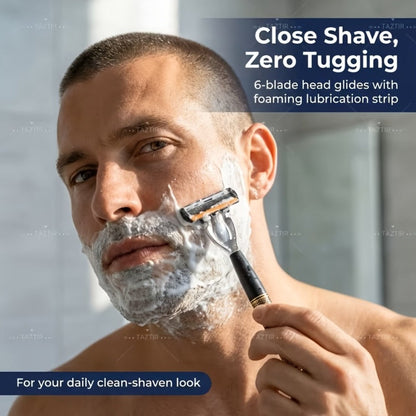 Shaving Kit for Men – 2 Handles & 72 Replacement Blades, Six-Layer Blade System Luxury Razor Set for Beard & Mustache Grooming